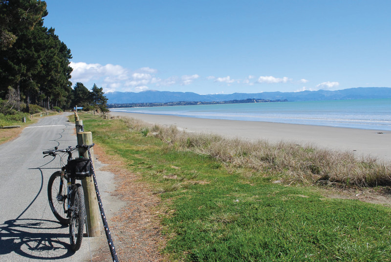 bike on beach in Mapua