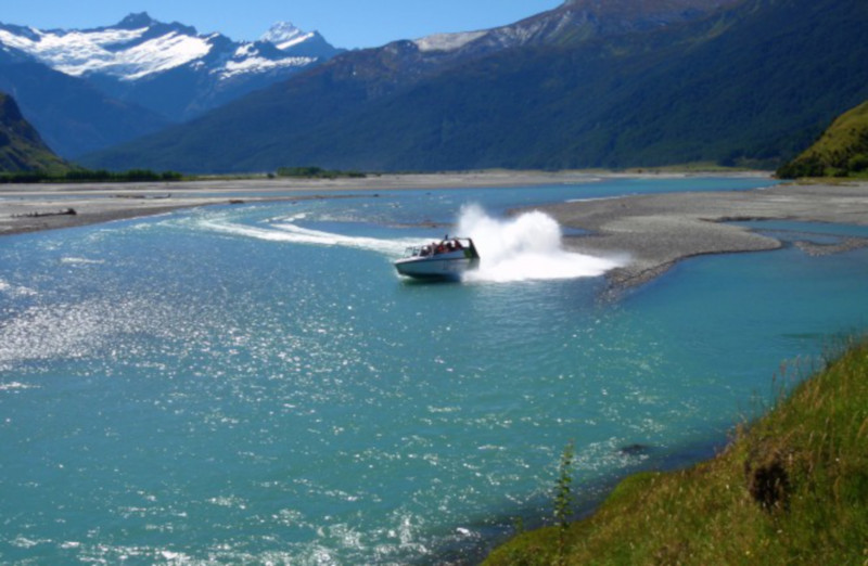 Wanaka River Joiurneys jet boat in river