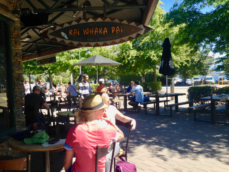 relaxing in a Wanaka cafe