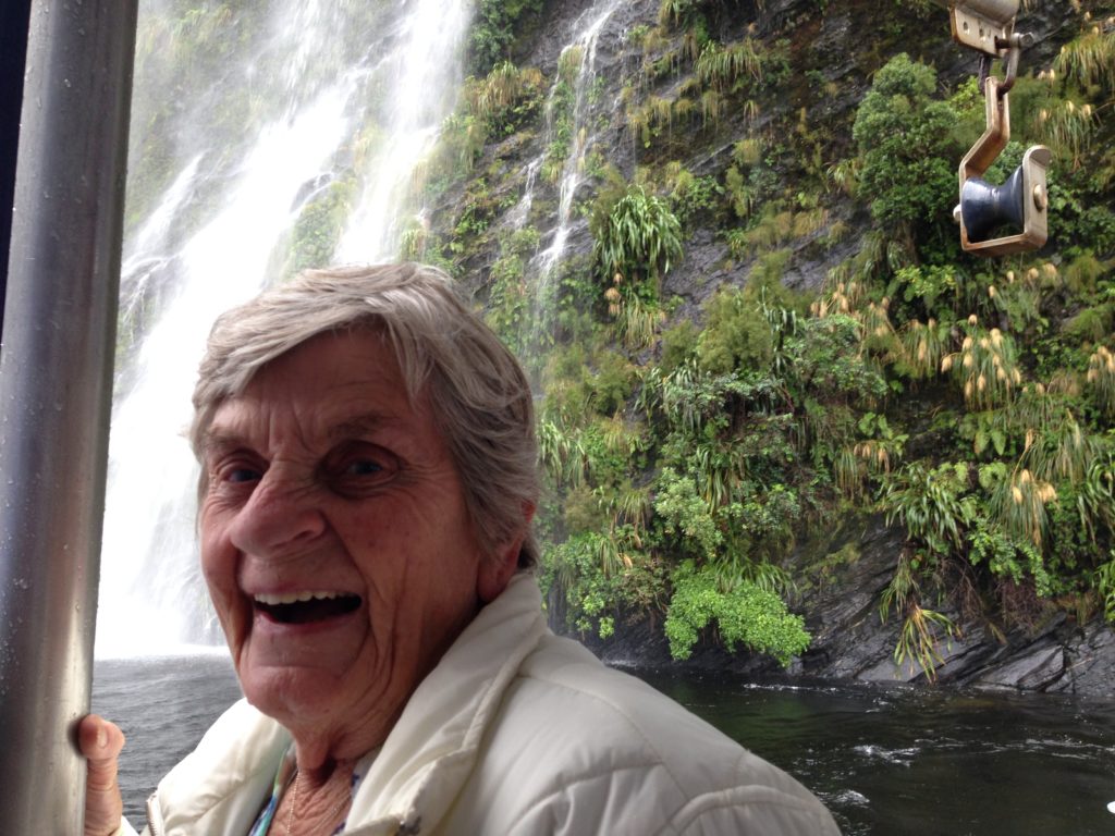 smiling on boat in Doubtful Sound