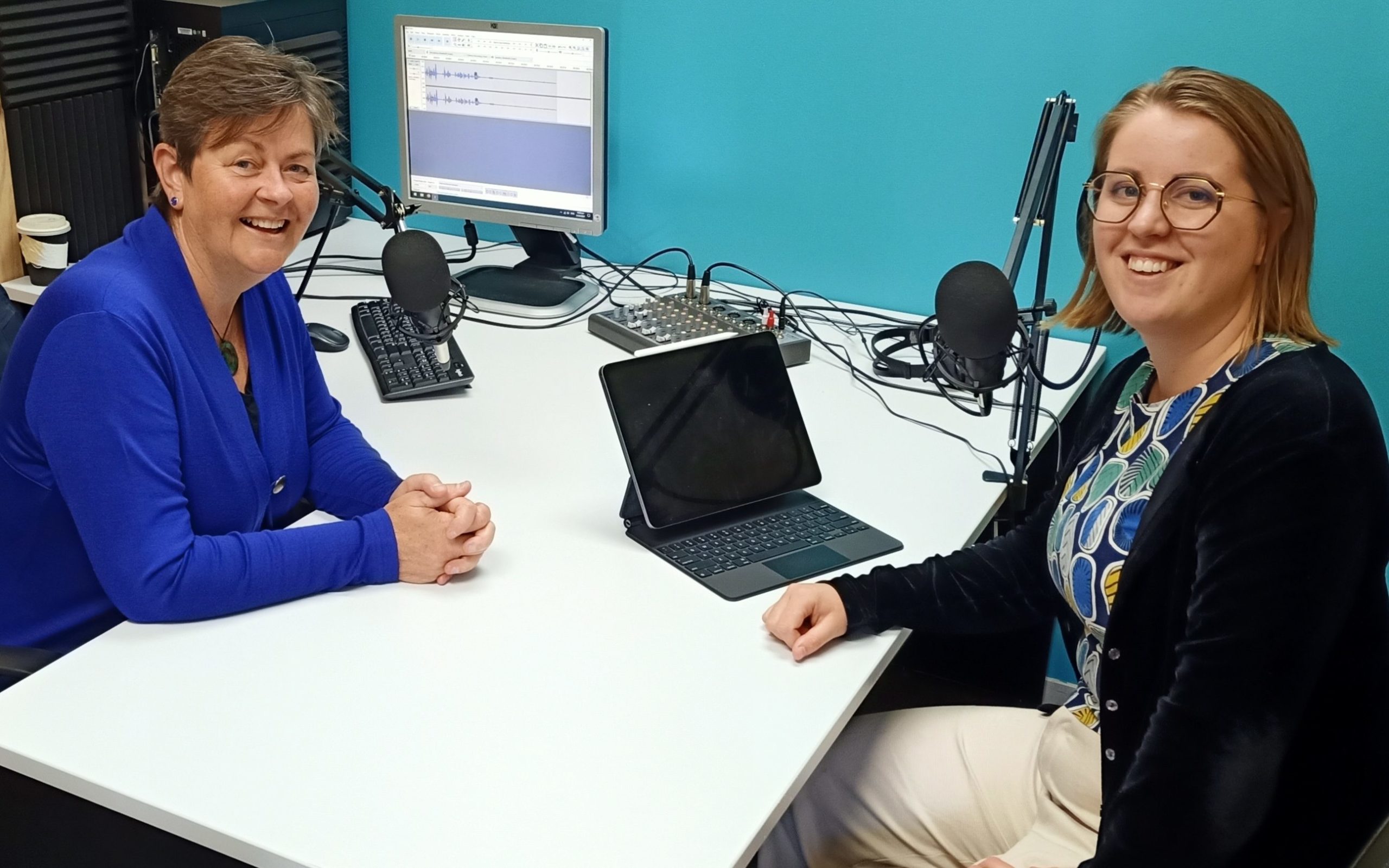 Debbie and Josie in podcast studio